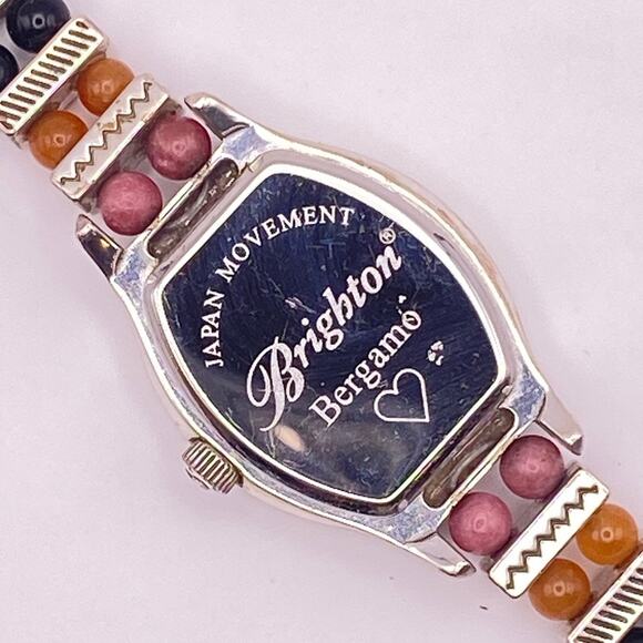 Vintage BRIGHTON BERGAMO Silver Plated Watch Gemstone New Battery Works MSRP 125 main image 5